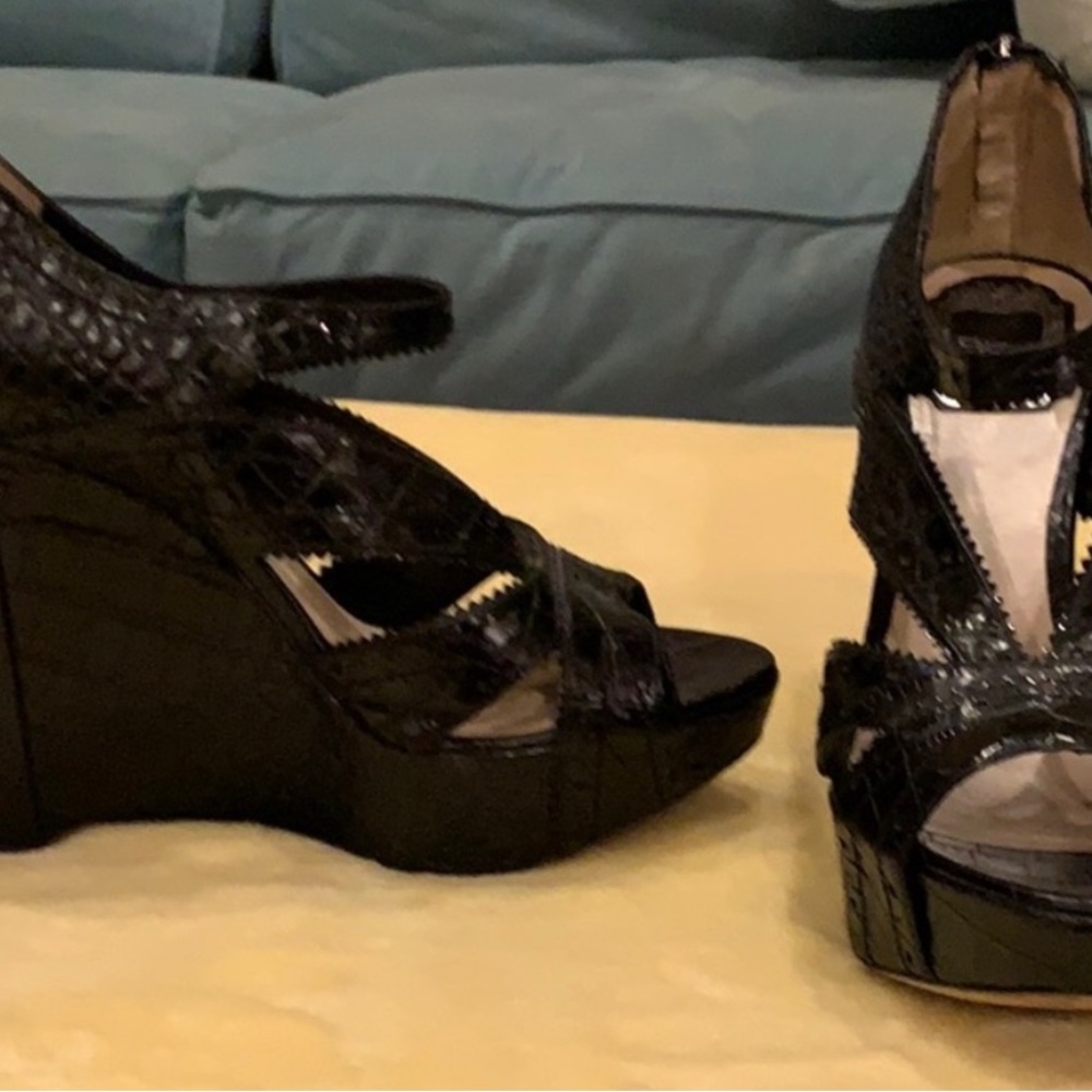 Dior Black Woven Wedge Sandals